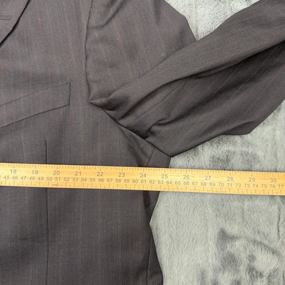 Steve Harvey Collection Mens 48L Suit Super 120s Wool Pinstripe 4 Button 42x30
